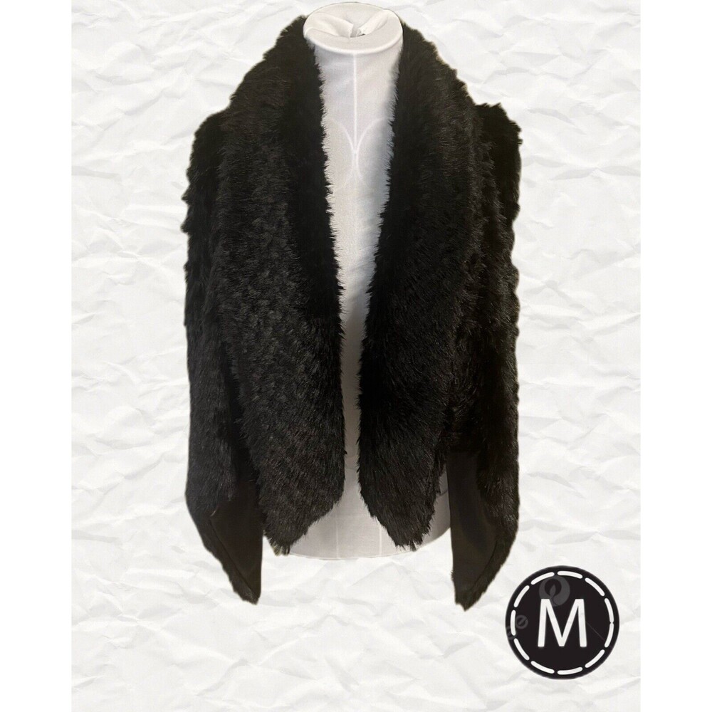 FREE PLANET Faux Fur Vest Black Size Medium NWT